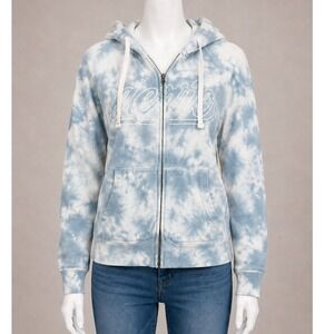 Aero Y2K Tie‎ Dye Zip Up Hoodie Blue Mallcore 2000s Indie Sleaze XL